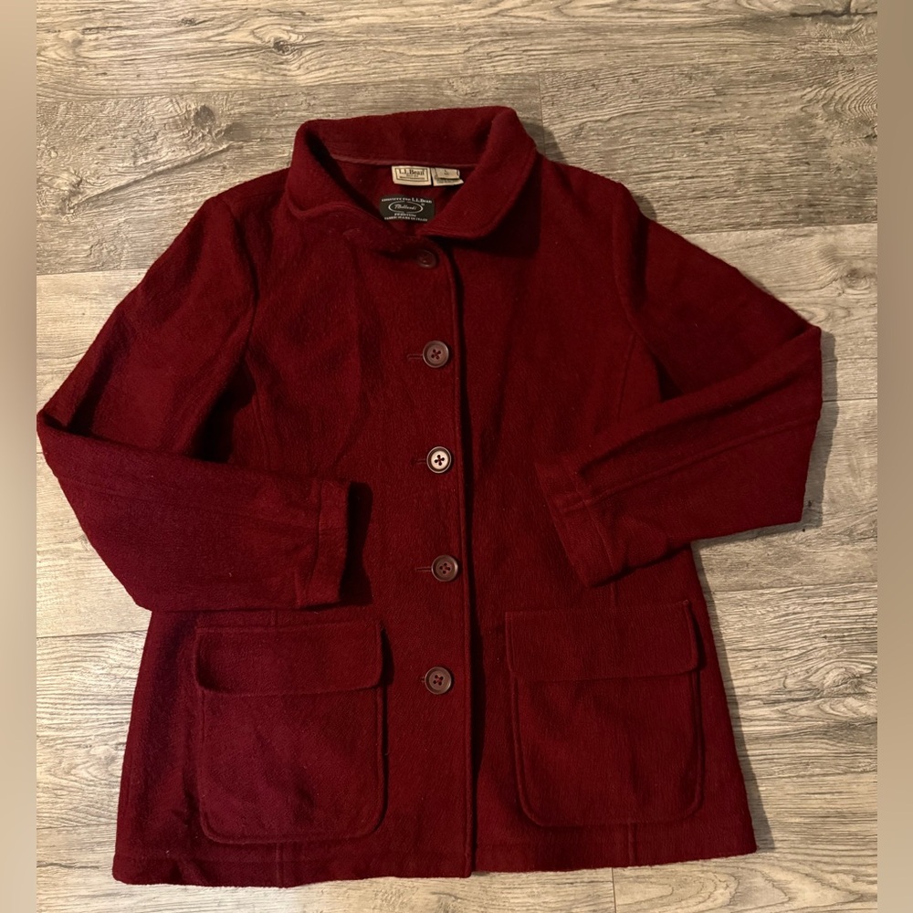 Vtg LL Bean Bellandi Italian Wool Coat Jacket Sz L